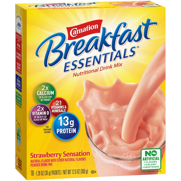 Carnation Strawberry Breakfast Essentials Drink Mix 12.6 Oz., PK6